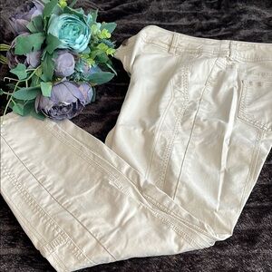 Chico's Cream Textured Trousers Elegant Design